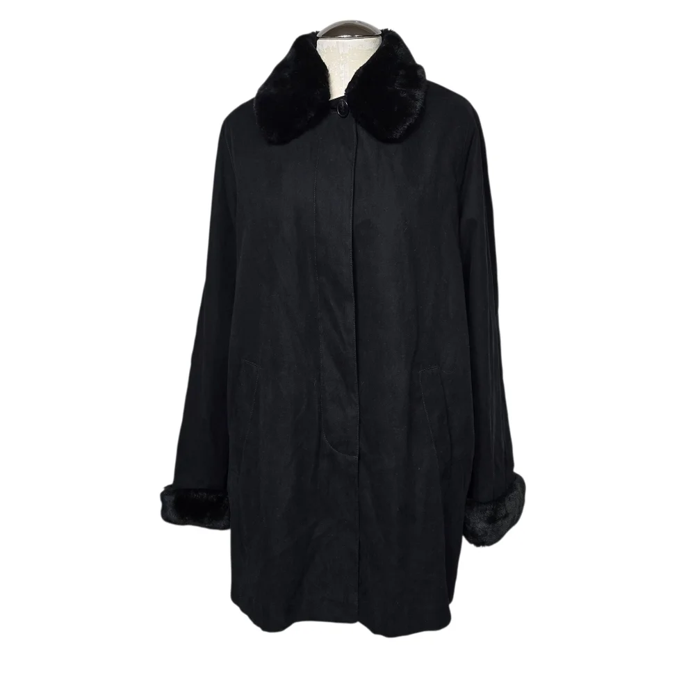 London Fog Black Removeable Lining Button Down Coat S Reg
